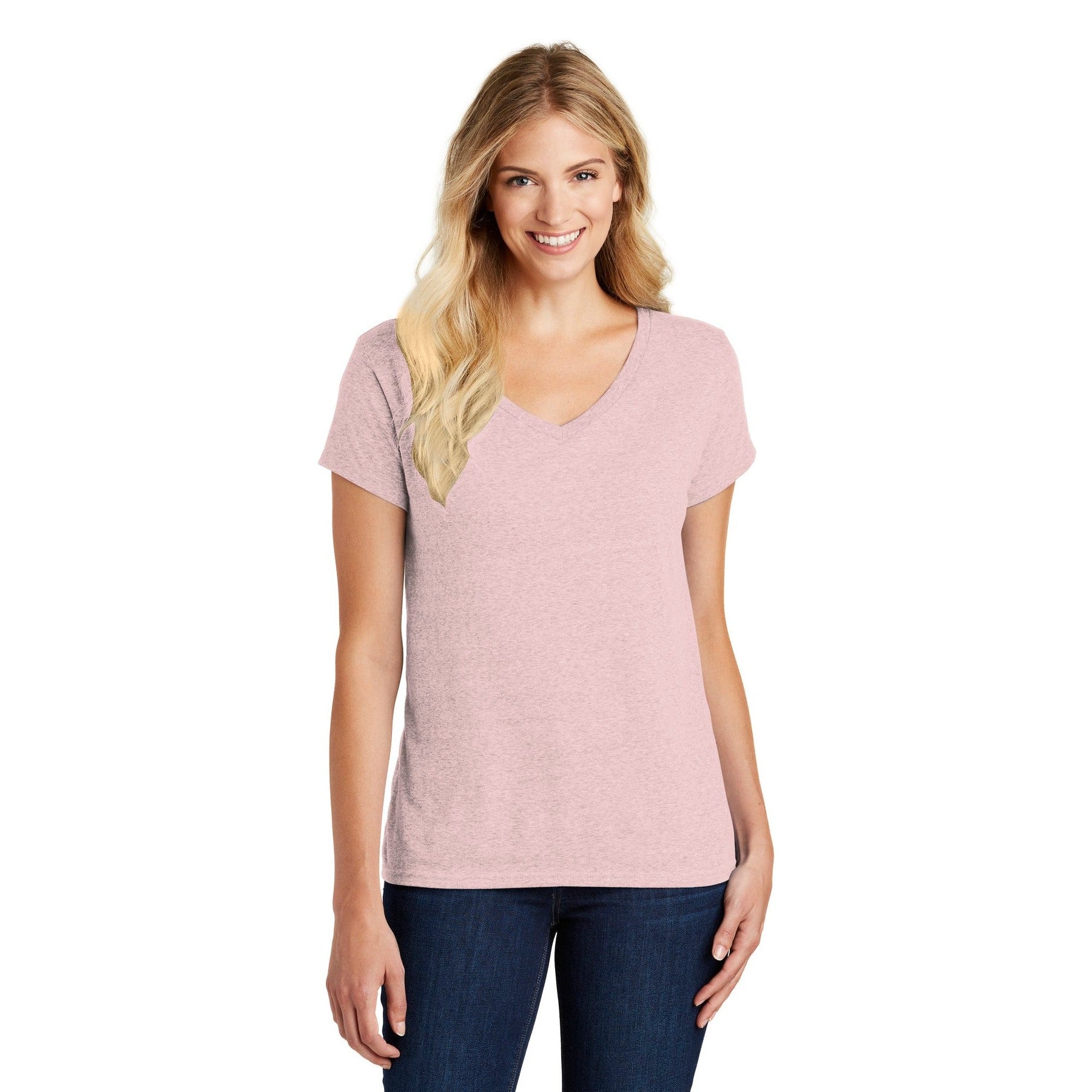 District-District® Women's Perfect Blend® CVC V-Neck Tee. DM1190L-MedTech-10